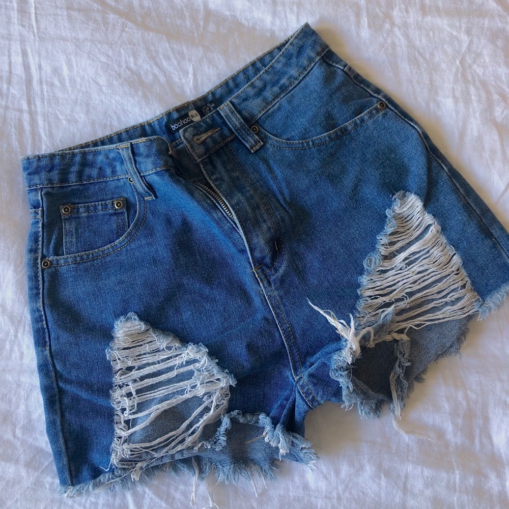 Boohoo High Waisted Ripped Shorts